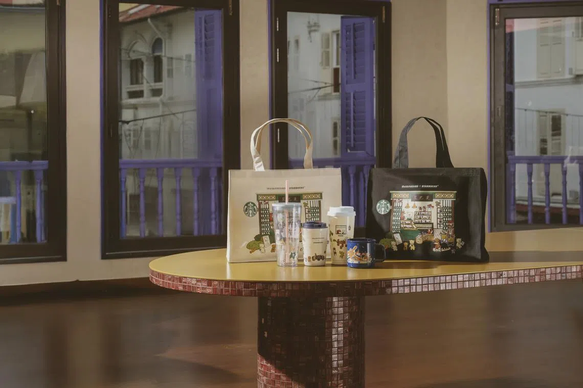 The Starbucks x Inwarmregard collection includes tote bags and drinkware. 