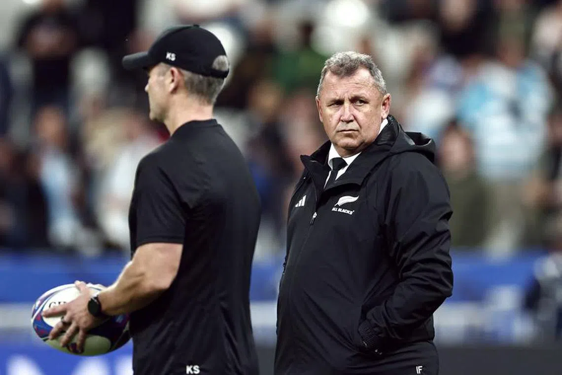 Rugby Union - Rugby World Cup 2023 - Semi Final - Argentina v New Zealand - Stade de France, Saint-Denis, France - October 20, 2023 New Zealand head coach Ian Foster during the warm up before the match REUTERS/Gonzalo Fuentes