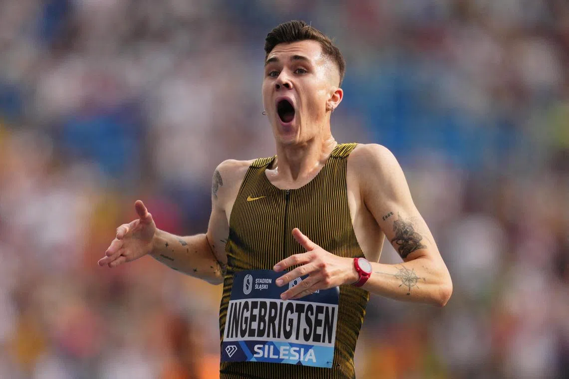 Norway's Jakob Ingebrigtsen stunned after breaking the world record to win the men's 3000m steeplechase. It was the longest-standing men’s athletics world record in individual track events. 
