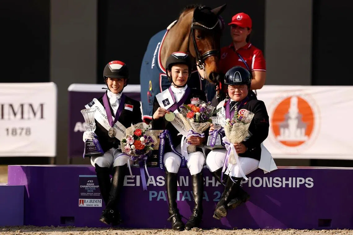 Laurentia Tan leads Singapore to para-dressage team title at Asian Championships among four golds