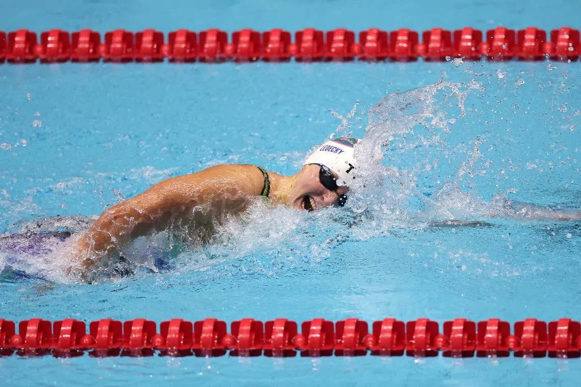 Katie Ledecky competes in the 400m free at the US Swimming Championships.