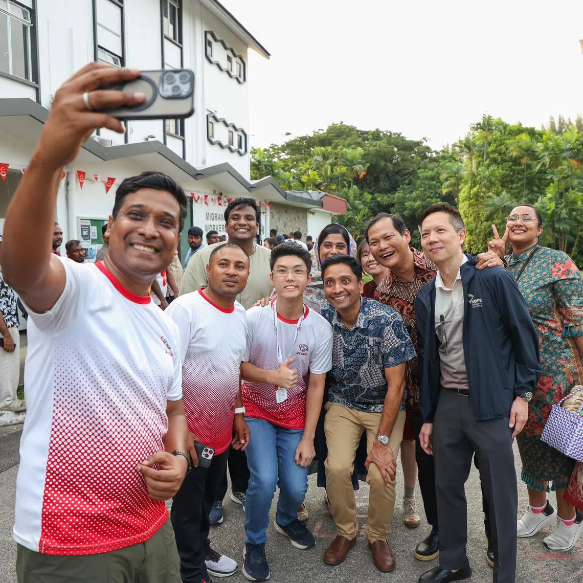 Minister of State for Manpower Dinesh Vasu Dash (front row, fourth from left) at Racial Harmony Day celebrations at Sembawang Recreation Centre on July 20.