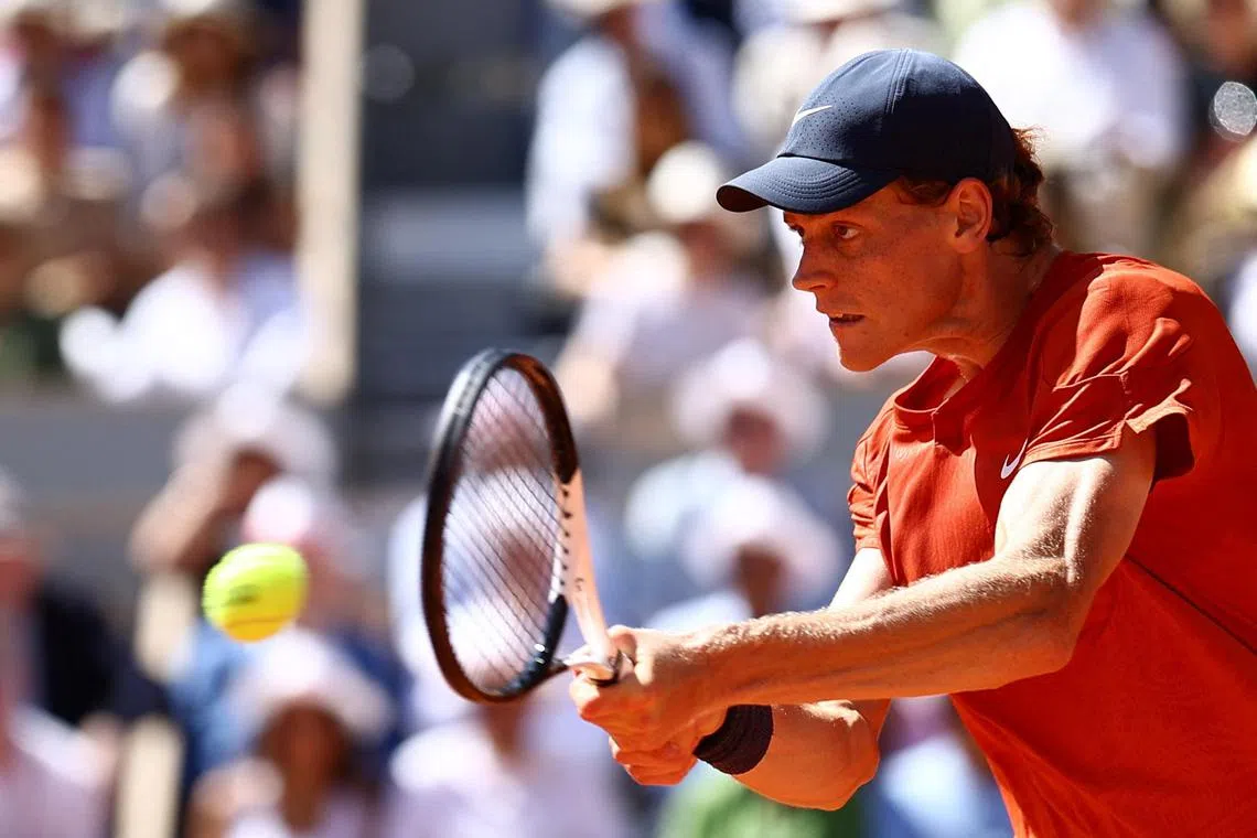 Sinner (above) defeated Hungary’s Fabian Marozsan 6-4, 6-7 (4/7), 6-3, in the key Wimbledon warm-up event.