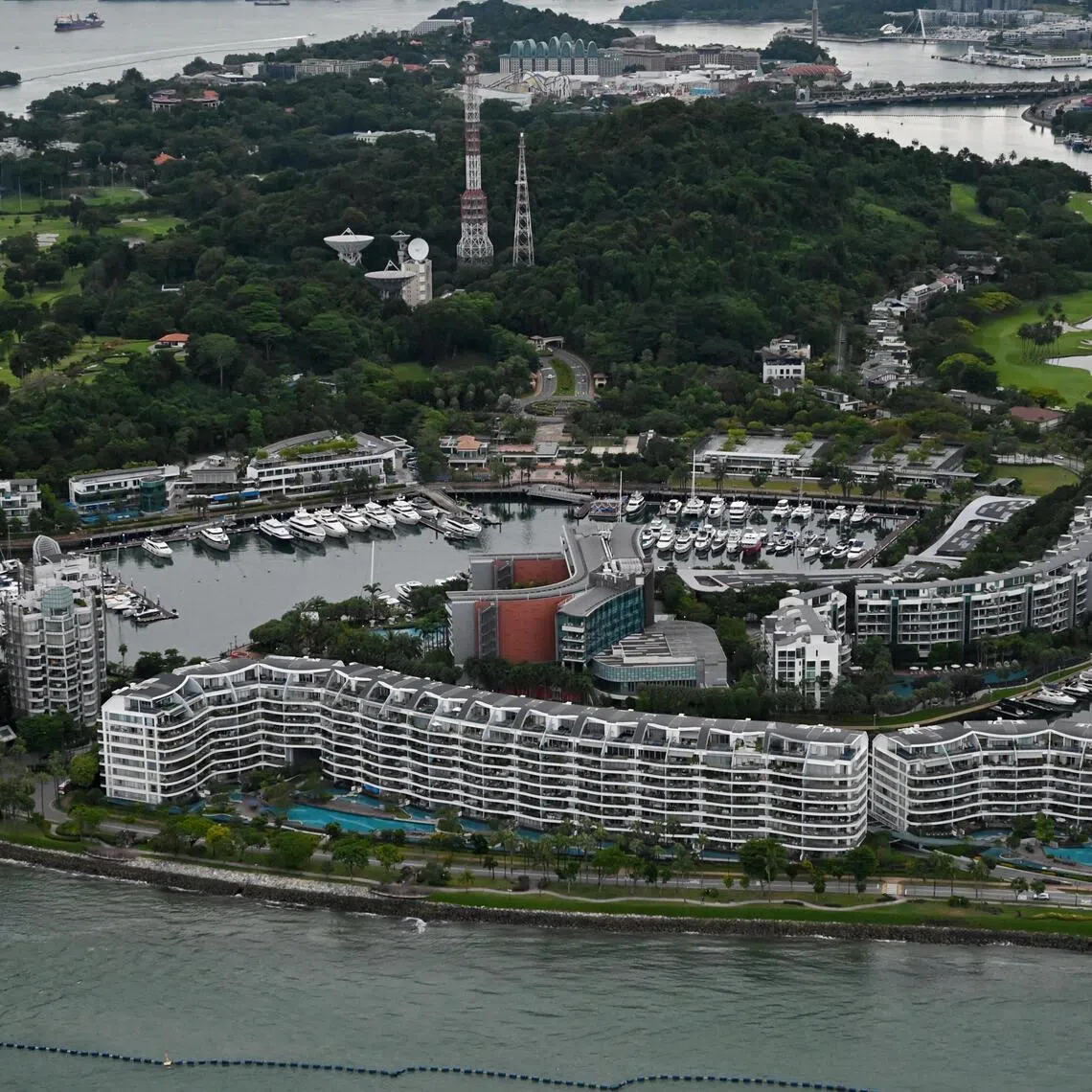 ST20240622_202451392588 Kua Chee Siong/ pixgeneric/ Generic pix of a aerial view of Sentosa Cove on June 22, 2024.
Sentosa Cove is a residential enclave in the eastern part of Sentosa Island, home to more than 2,000 oceanfront villas, waterway bungalows, hillside mansions and upscale condominiums.