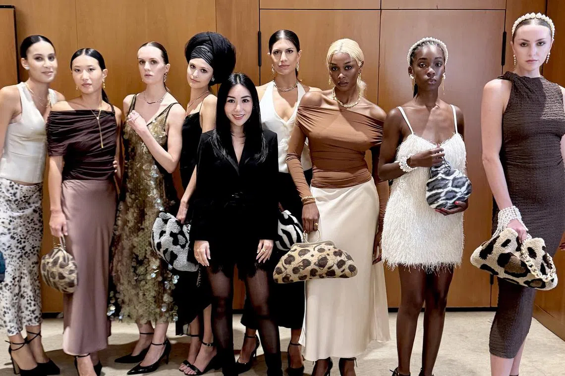 Ms Ethel Neo (in black) with the models at Milan Fashion week 2024
