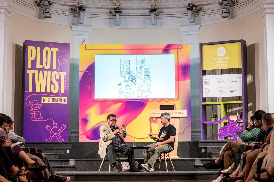 Malaysian cartoonist Lat drew a packed house to the Chamber for two sessions on Nov 25.