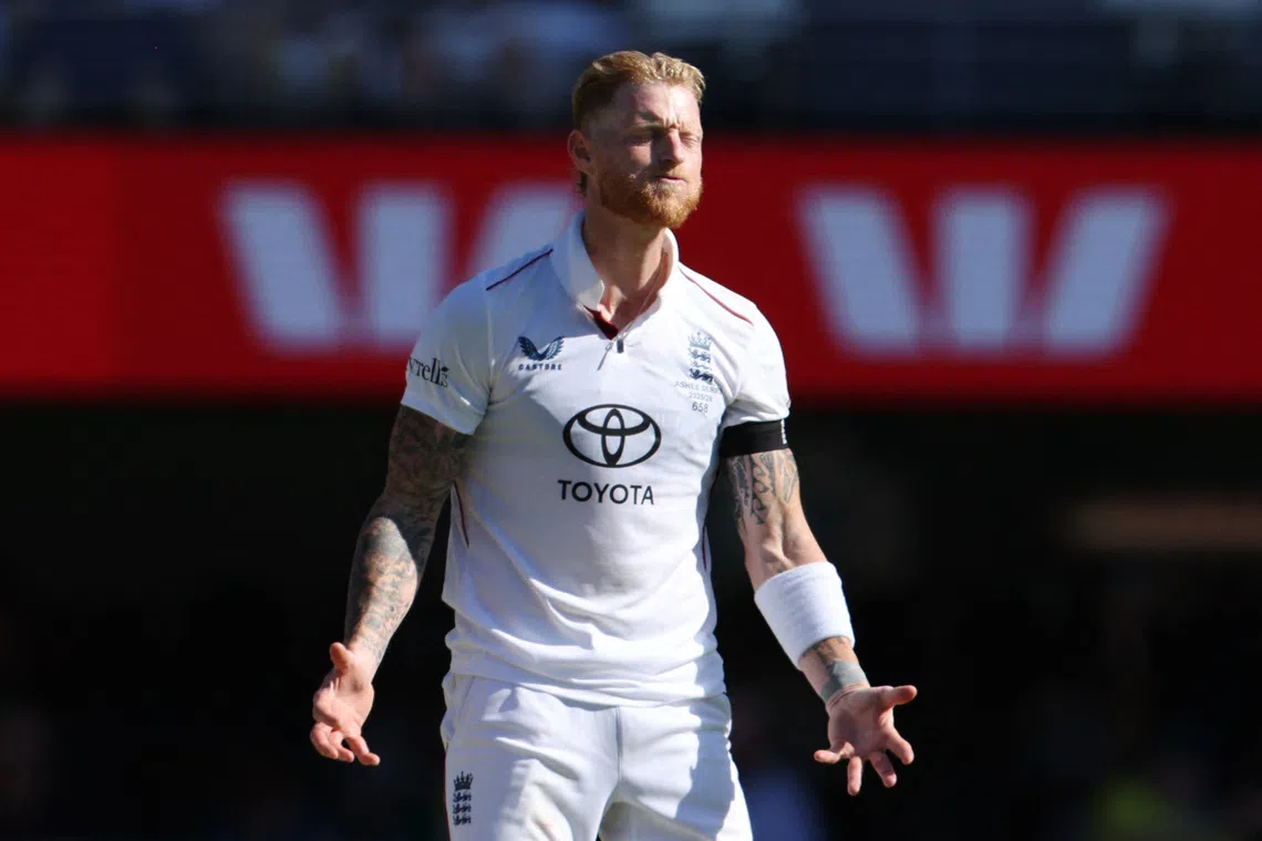 Cricket - The Ashes - Australia v England - Second Test - The Gabba, Brisbane, Australia - December 6, 2025 England's Ben Stokes reacts REUTERS/Hollie Adams