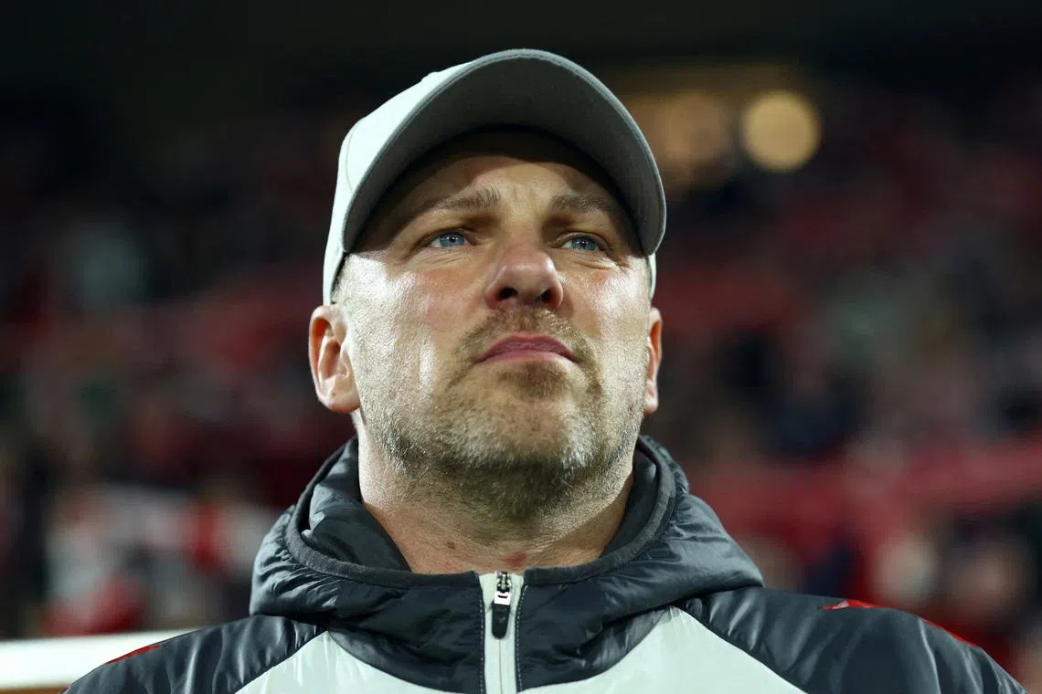 FILE PHOTO: Soccer Football - Bundesliga - FC Cologne v Bayern Munich - RheinEnergieStadion, Cologne, Germany - January 14, 2026 FC Cologne coach Lukas Kwasniok looks on before the match REUTERS/Thilo Schmuelgen