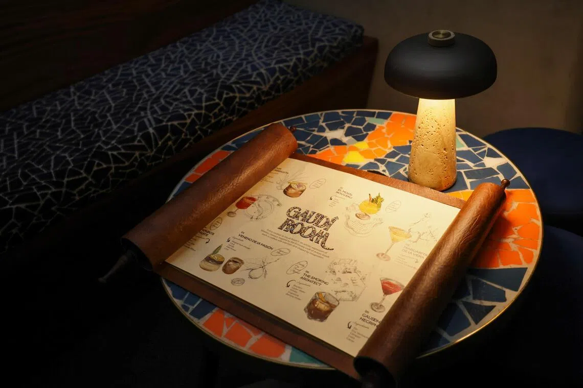 Gaudi Room’s drinks menu in November 2025.