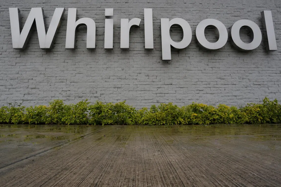 FILE PHOTO: The Whirlpool logo is seen at their plant in Apodaca, Monterrey, Mexico January 27, 2017. REUTERS/Daniel Becerril/File Photo