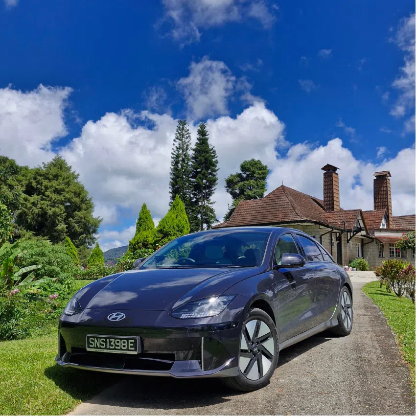 Hyundai's Ioniq 6 Long Range car took the writer to Ipoh (left) and Cameron Highlands (right).