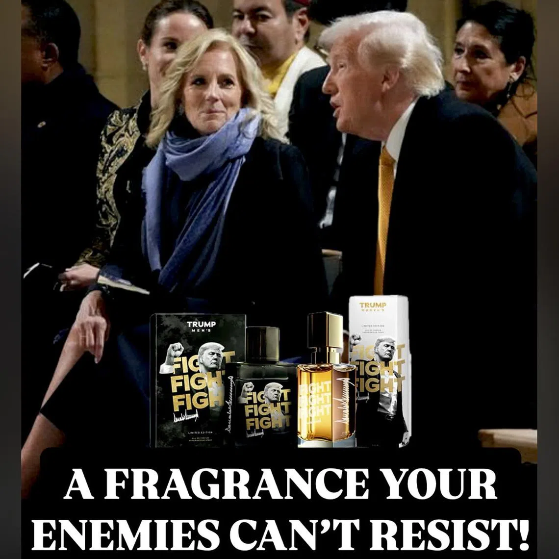 Accompanying the post is a Dec 7 photo of him and Dr Jill at the reopening of the Notre Dame cathedral in Paris, France.