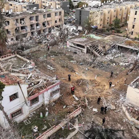 A drone view showing a residential neighbourhood damaged by overnight Iranian missile strikes in Dimona, southern Israel, on March 22.