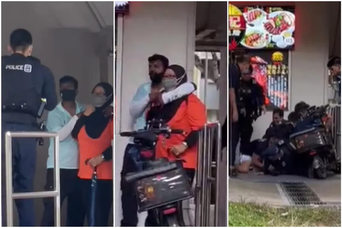 In a video posted on social media, a man was seen holding a woman at knifepoint in Yishun.