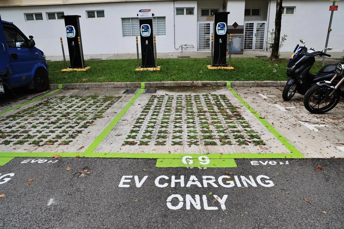 The chargers are part of Singapore’s plan to enable every HDB town to have at least one fast-charging hub by the end of 2027.
