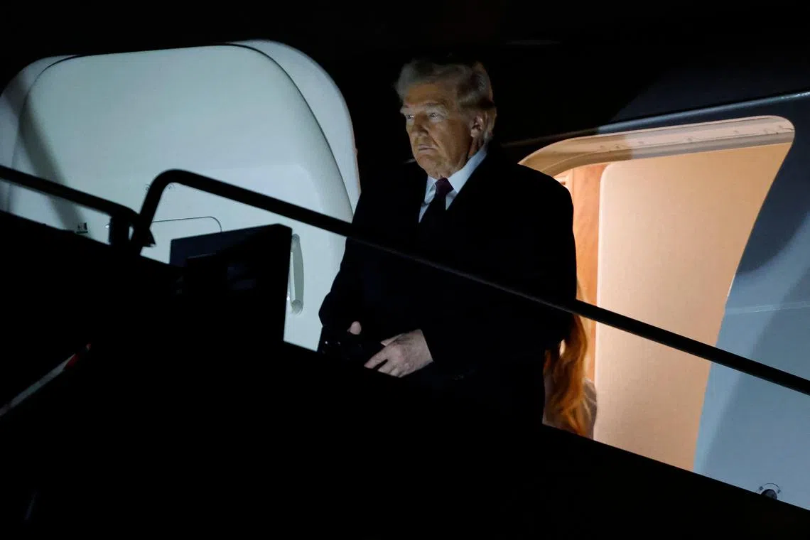 US President-elect Donald Trump arriving at Dulles International Airport on Jan 18, ahead of his Jan 20 inauguration. 