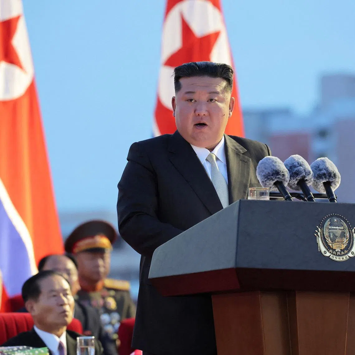 This is believed to be the first time that Kim has referred to “moves to become a military power” and “militarism” in criticising Japan.