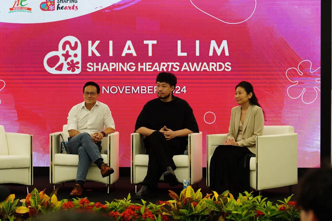 ArtsFund - (left to right) Mr Desmond Choo, Mayor of North East District, Mr Kiat Lim, Patron of Shaping Hearts, and Dr Deibby Mamahit, Functional Health Practitioner, Autism and Brain Health Consultant, and mother of two children with special needs, speaking at the Fireside Chat at the launch of the Kiat Lim-Shaping Hearts Award.

Credit: Kiat Lim-Shaping Hearts Award