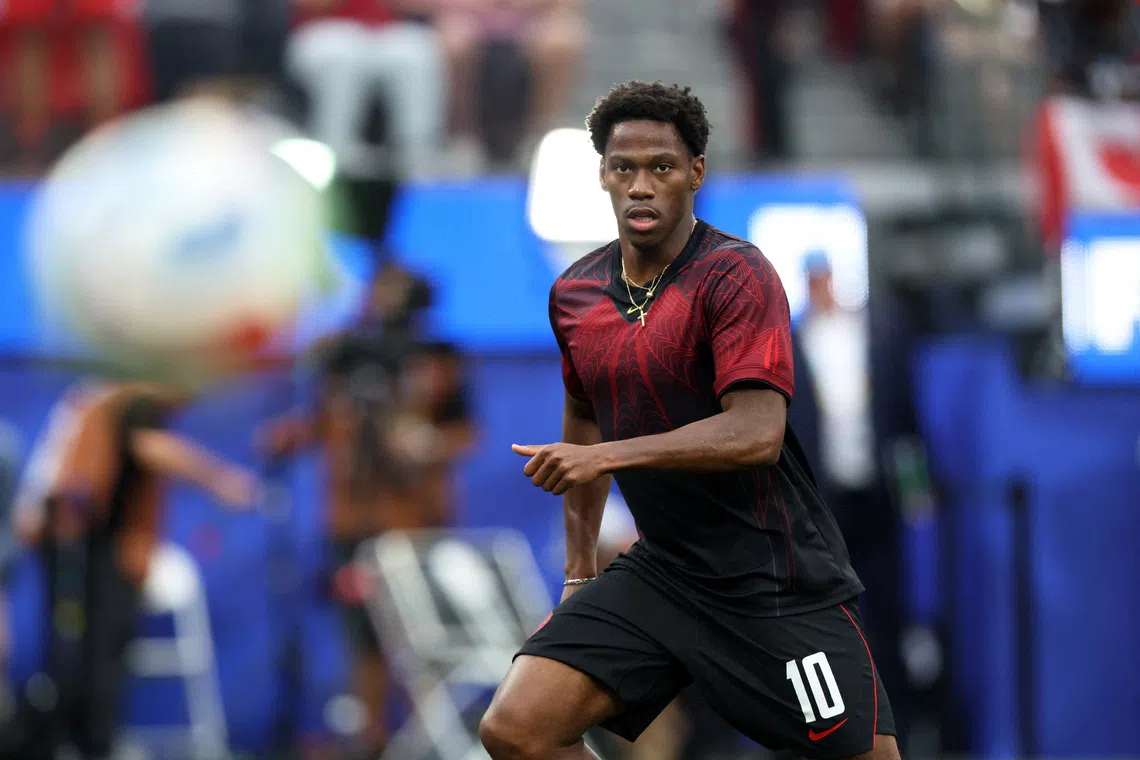 Soccer Football - FIFA World Cup 2026 - Round of 32 - South Africa v Canada - Los Angeles Stadium, Inglewood, California, U.S. - June 28, 2026 Canada's Jonathan David during the warm up before the match IMAGN IMAGES via Reuters/Kiyoshi Mio