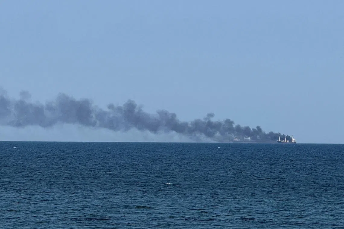 Russia hit the Golden Leo – a Guinea-Bissau-flagged ship manned by a crew from India and Syria – with three cruise missiles.