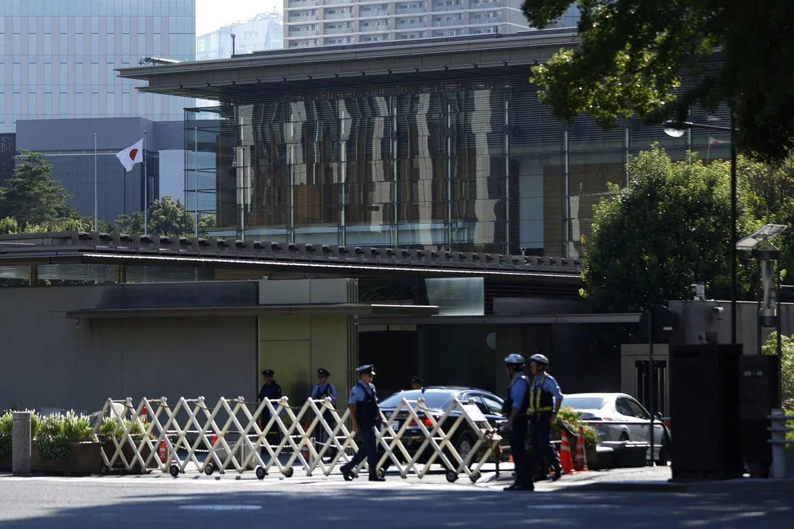 The prime minister’s office in Tokyo on Sept 8. Japan’s Prime Minister Shigeru Ishiba, who resigned a day earlier, will remain as PM until the ruling Liberal Democratic Party picks a successor as party president. 
