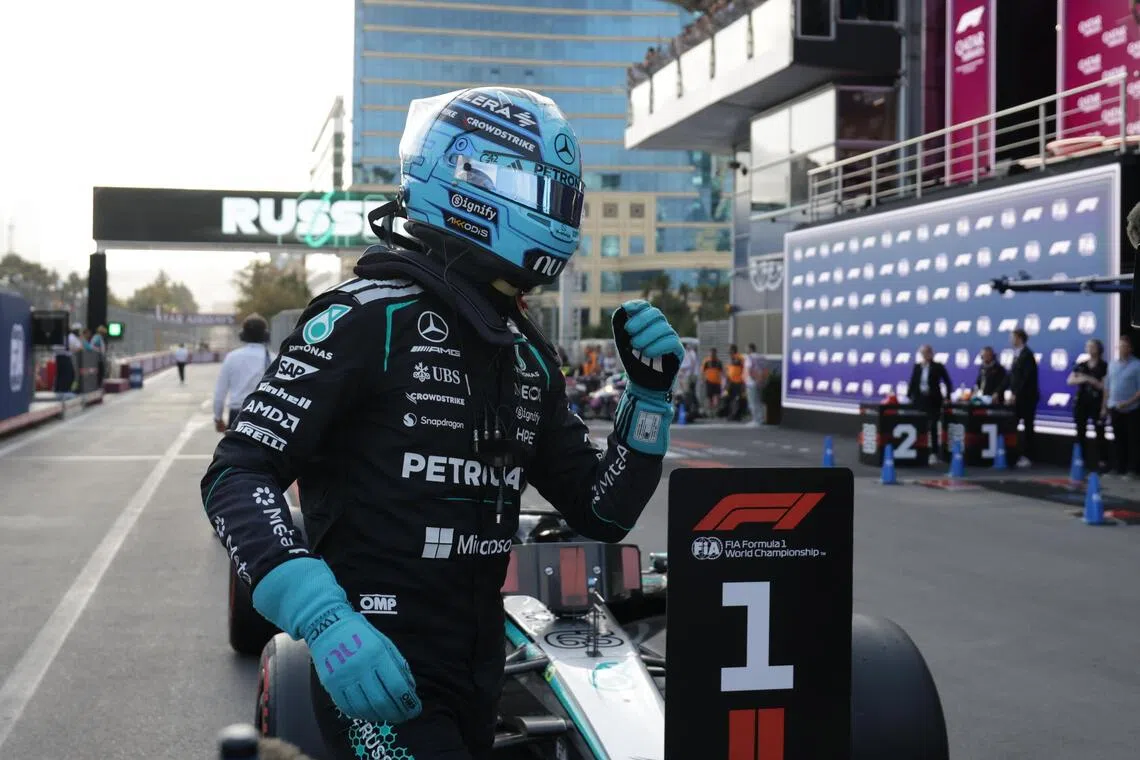 Mercedes driver George Russell clocked a one minute, 42.526 second lap around the 6km Baku street track, bettering his own previous benchmark by half a second.