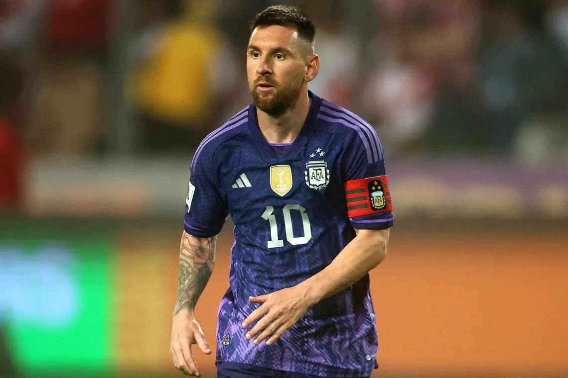 Lionel Messi in action for Argentina against Peru in their World Cup qualifier.