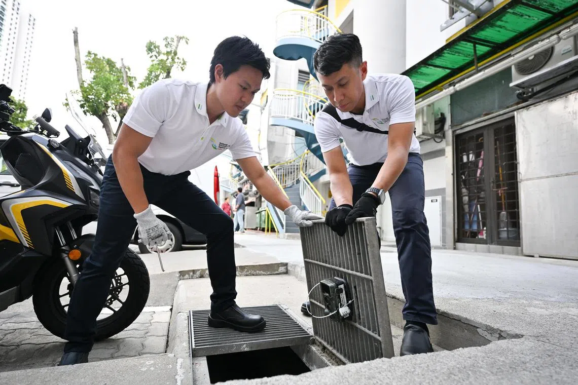 ST20240924-202467800471-Lim Yaohui-ayrats24/

Mr Chew Kai Wei, (left) 34, Assistant Manager and Mr Mahyuddin Humaidi, 37, Senior Executive, showing the media the use of the Passive Infra-Red Camera inside a drain behind 177 Toa Payoh Central as part of rat control measures on Sept 24, 2024.  

Senior Parliamentary Secretary for Sustainability and the Environment, Mr Baey Yam Keng, will also join the visit and is available to provide a soundbite.

During the site visit, NEA and the Singapore Food Agency (SFA) will provide an update on rat control and prevention efforts, including stepped up enforcement and technology adoption. A town council representative and trade operator of a coffeeshop will also share examples of good trade refuse management practices.

(ST PHOTO: LIM YAOHUI)