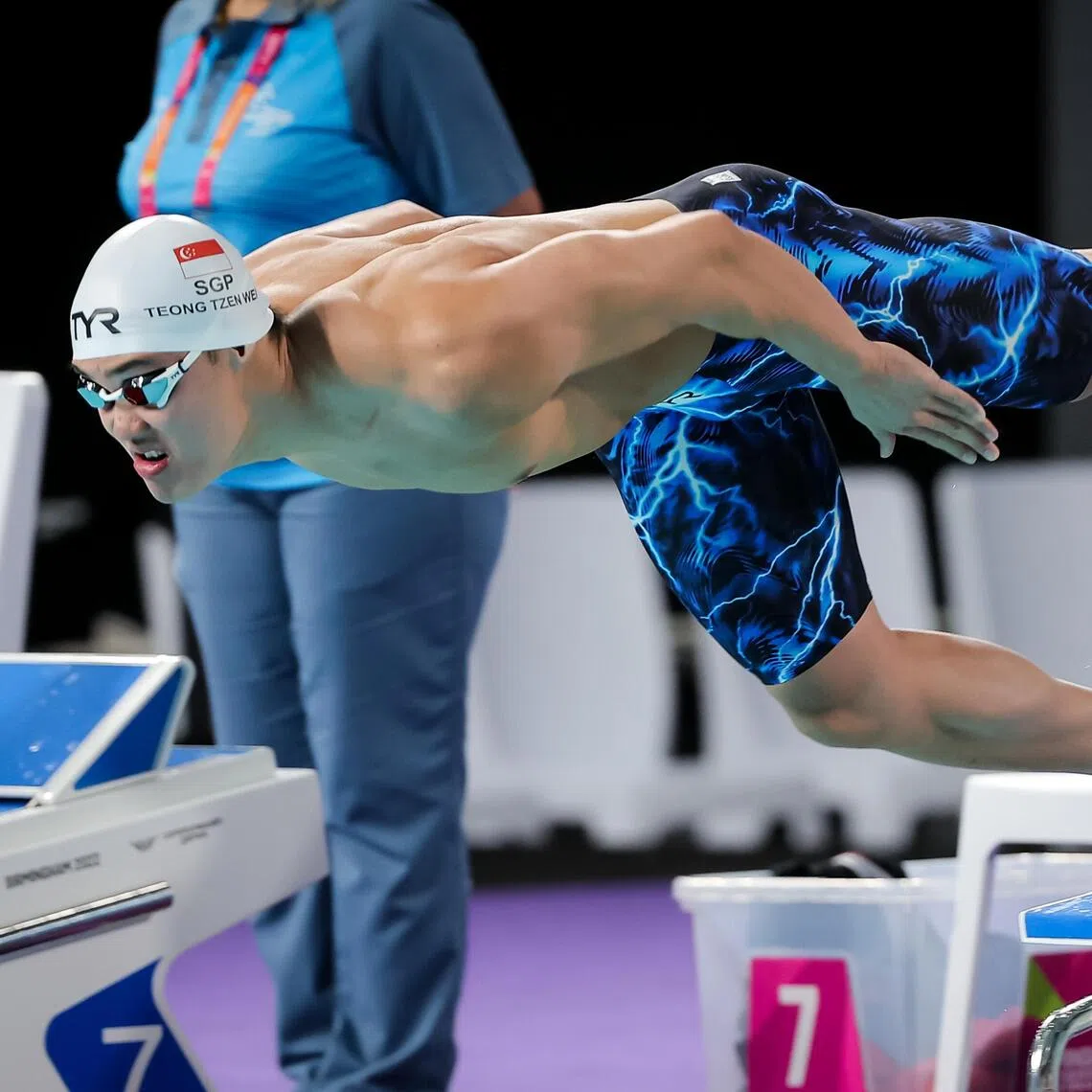 Teong Tzen Wei set a short-course Asian record of 21.93sec in the men's 50m butterfly at the World Aquatics Swimming World Cup on Oct 25.