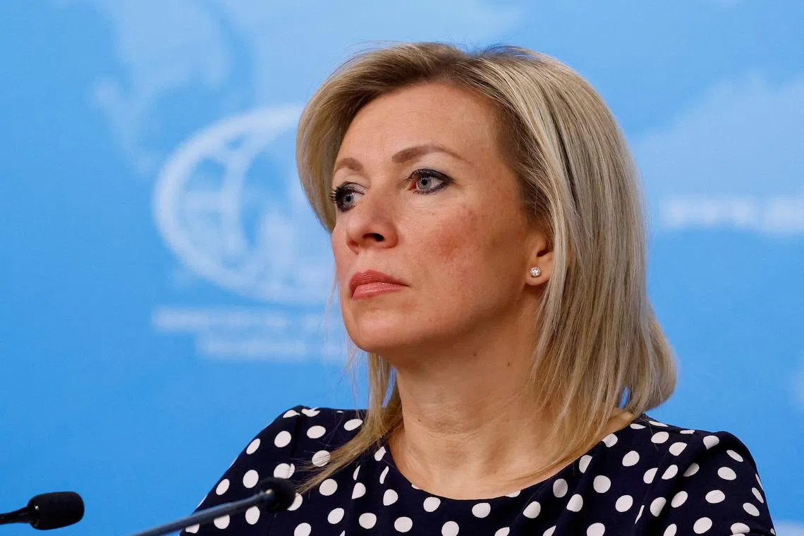 FILE PHOTO: Spokeswoman of Russia's Foreign Ministry Maria Zakharova attends the annual press conference held by Foreign Minister Sergei Lavrov in Moscow, Russia, January 18, 2024. REUTERS/Maxim Shemetov/File Photo