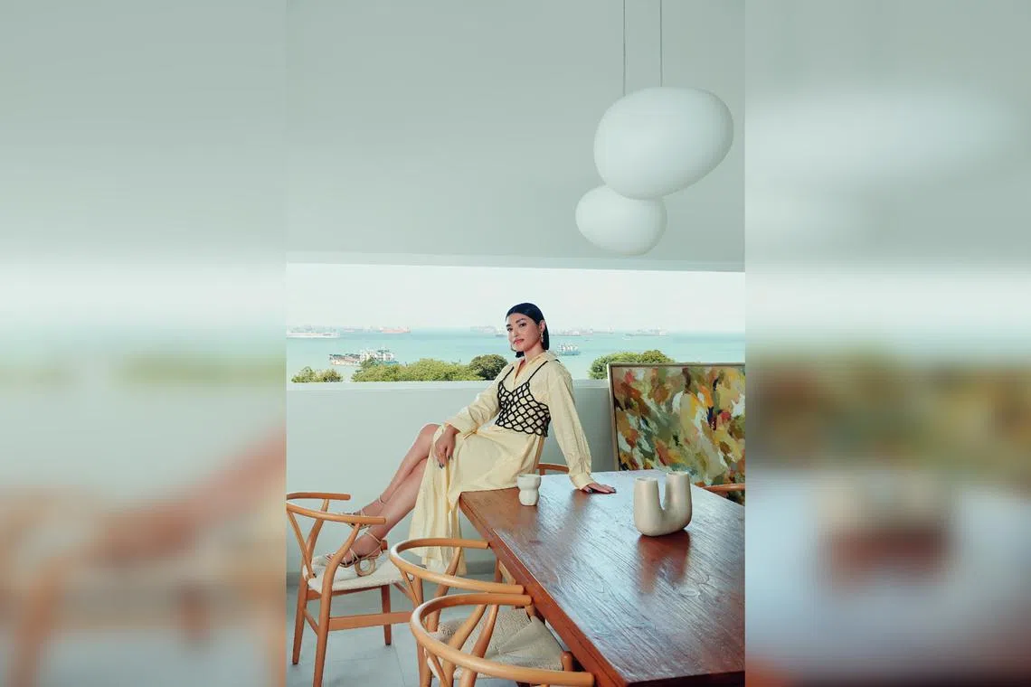 Located on a high floor, artist Sophie Mong's apartment in the Marine Parade area boasts unblocked sea views. 