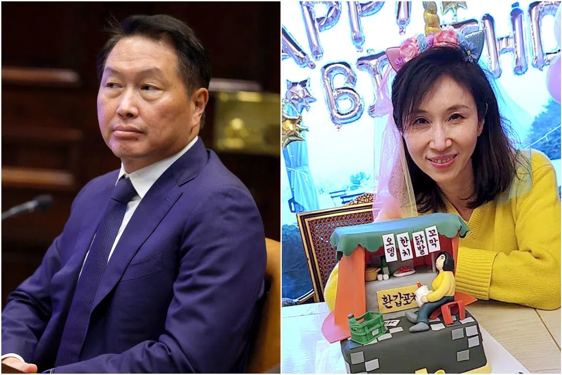 SK Group chairman Chey Tae-won was ordered on Dec 6 to pay a lump sum alimony of 100 million won (S$103,740) to his ex-wife.
