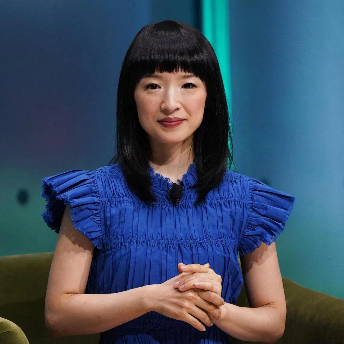 Japanese tidying expert Marie Kondo speaking at The New York Times Climate Forward Summit 2023 in New York City on Sept 21, 2023. 