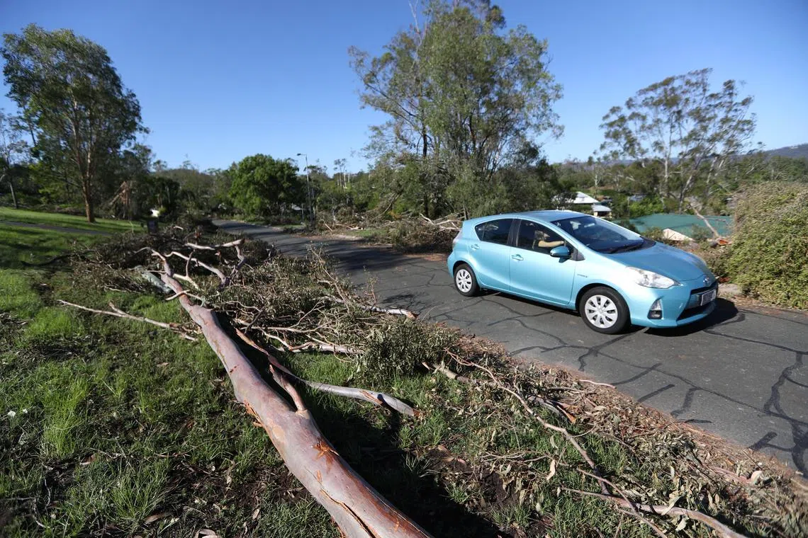 In the last 24 hours, a wild weather system across the southeastern regions of Queensland and northern New South Wales has produced torrential rains, hailstones as big as 5cm and wind gusts close to 100km/h.