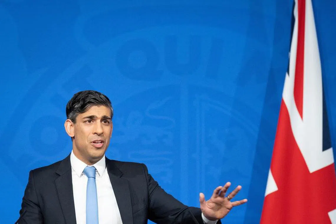Prime minister, Rishi Sunak speaks during a press conference in Downing Street in London, January 18, 2024. Stefan Rousseau/Pool via REUTERS/File Photo