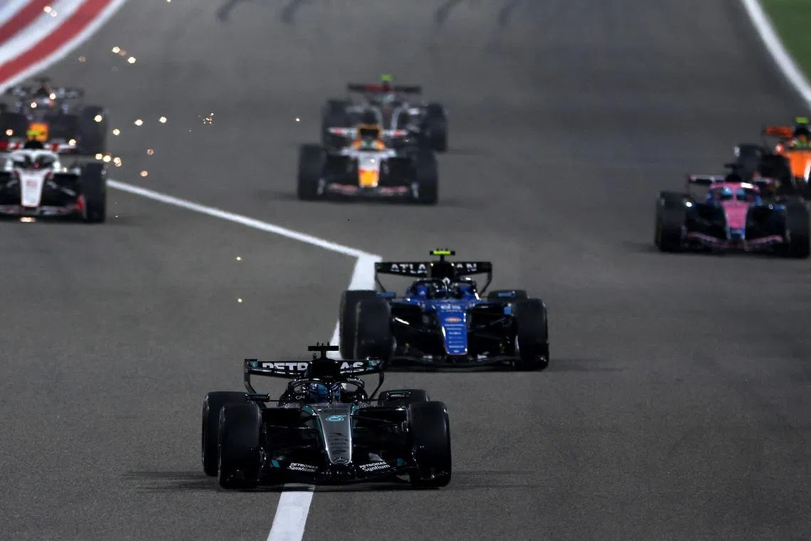 Formula One F1 - Pre Season Testing - Bahrain International Circuit, Sakhir, Bahrain - February 20, 2026 Mercedes' George Russell during a practice start of a race in pre season testing REUTERS/Hamad I Mohammed