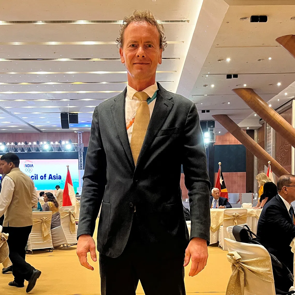 FILE PHOTO: World Boxing president Boris van der Vorst poses for a photograph at the Olympic Council of Asia general assembly in New Delhi, India, September 8, 2024. REUTERS/Amlan Chakraborty/ File Photo