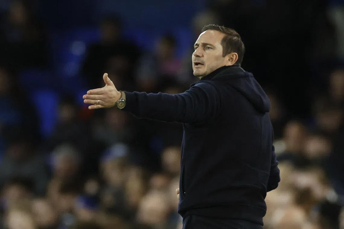 Soccer Football - Premier League - Everton v Brighton & Hove Albion - Goodison Park, Liverpool, Britain - January 3, 2023
Everton manager Frank Lampard reacts Action Images via Reuters/Jason Cairnduff EDITORIAL USE ONLY. No use with unauthorized audio, video, data, fixture lists, club/league logos or 'live' services. Online in-match use limited to 75 images, no video emulation. No use in betting, games or single club	/league/player publications.  Please contact your account representative for further details.