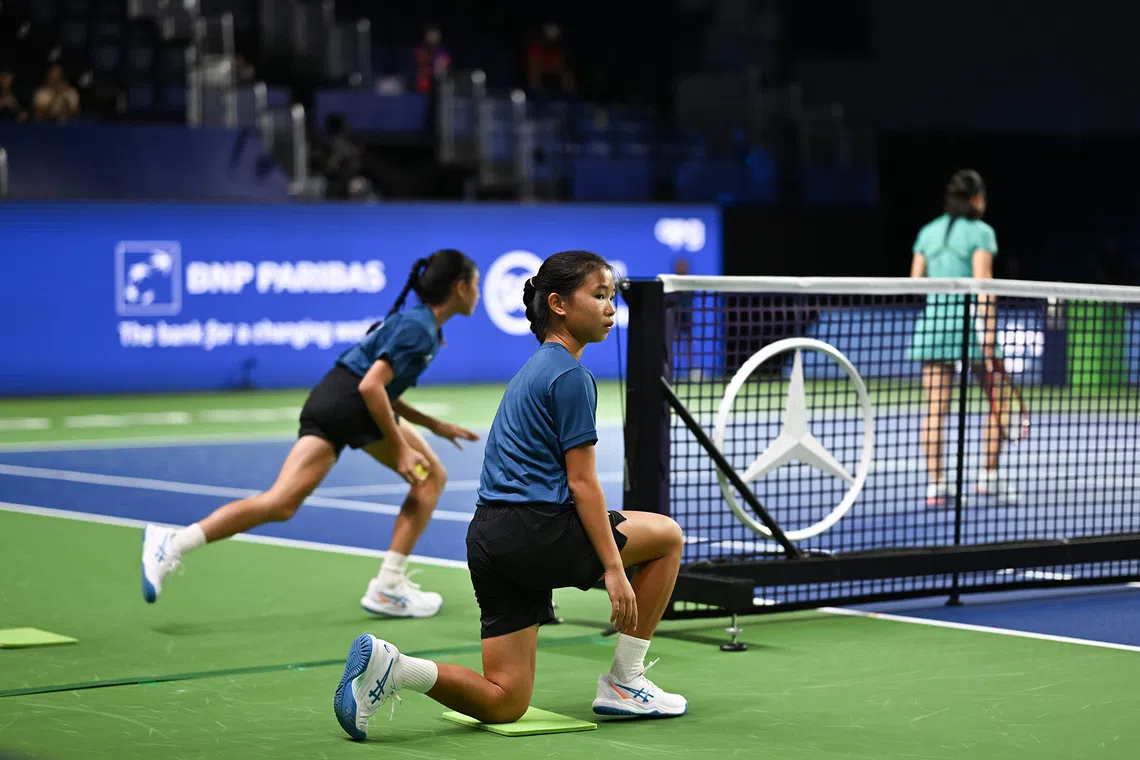 83 students from the Singapore Tennis Association have participated as ball kids for the Singapore Tennis Open this year.

ST PHOTO: AZMI ATHNI 

83 students from the Singapore Tennis Association have participated as ball kids for the Singapore Tennis Open this year. Under the 2026 Singapore Ball Kids Programme (WTA 500 Singapore Open), they train three times a week for a month ahead of the tournament.

ST PHOTO: AZMI ATHNI