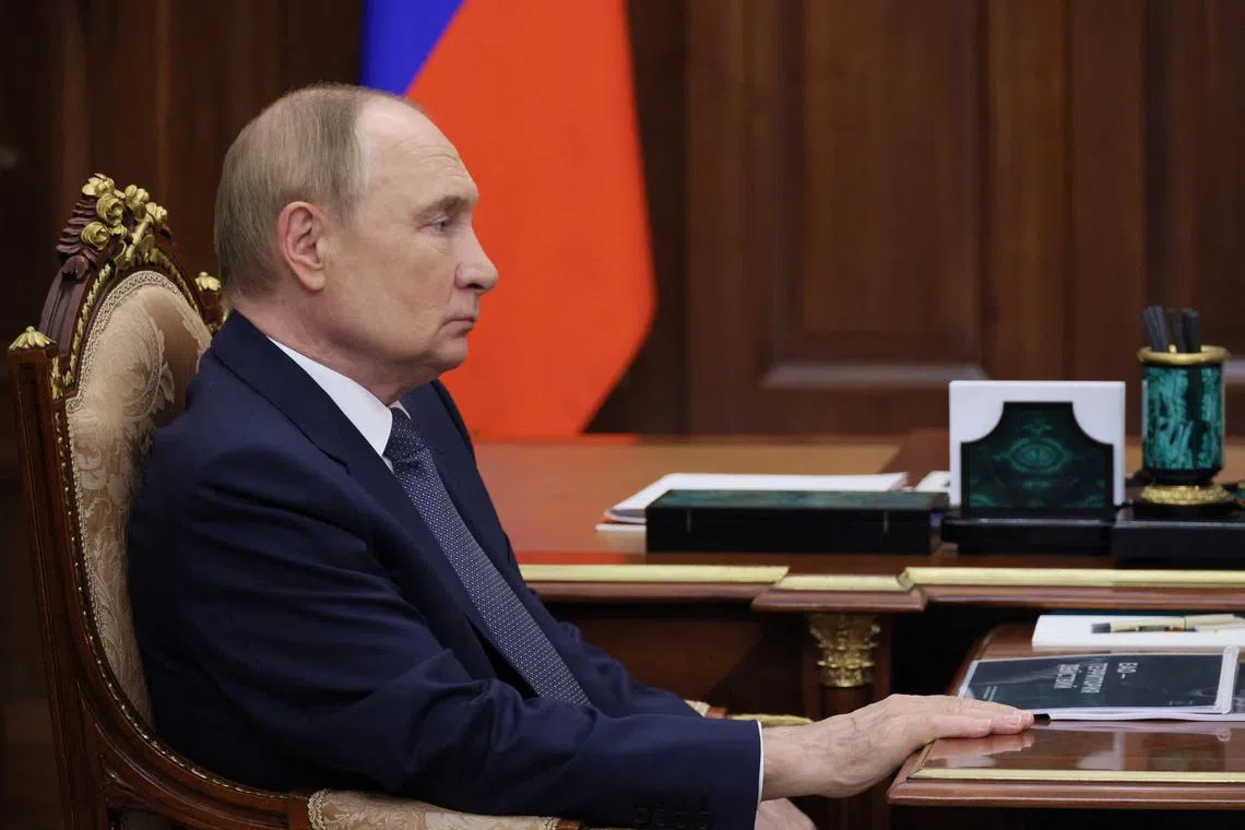 FILE PHOTO: Russian President Vladimir Putin attends a meeting with Acting Governor of the Jewish Autonomous Region Maria Kostyuk in Moscow, Russia, August 20, 2025. Sputnik/Vyacheslav Prokofyev/Pool via REUTERS/File Photo