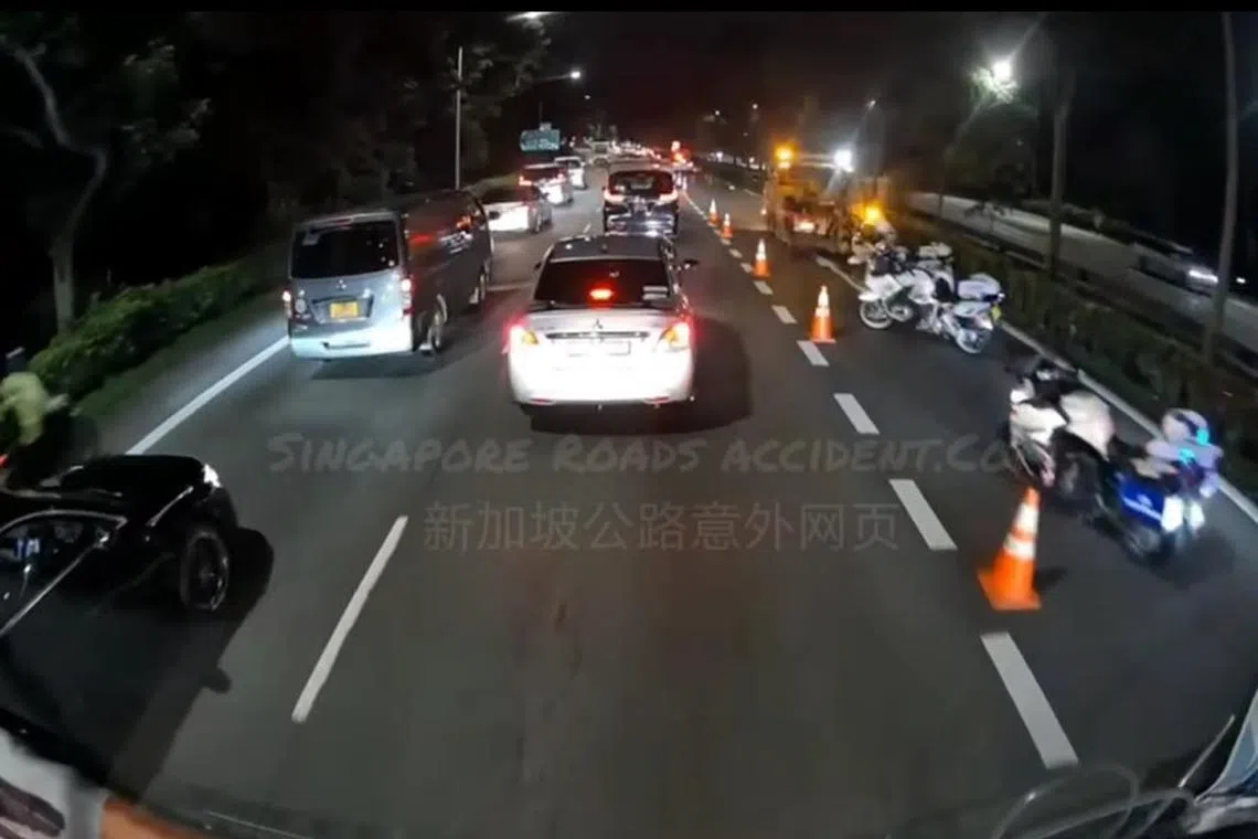 SCDF and police were alerted to the crash on SLE towards BKE after the Woodlands Avenue 2 exit at around 8.05 pm.