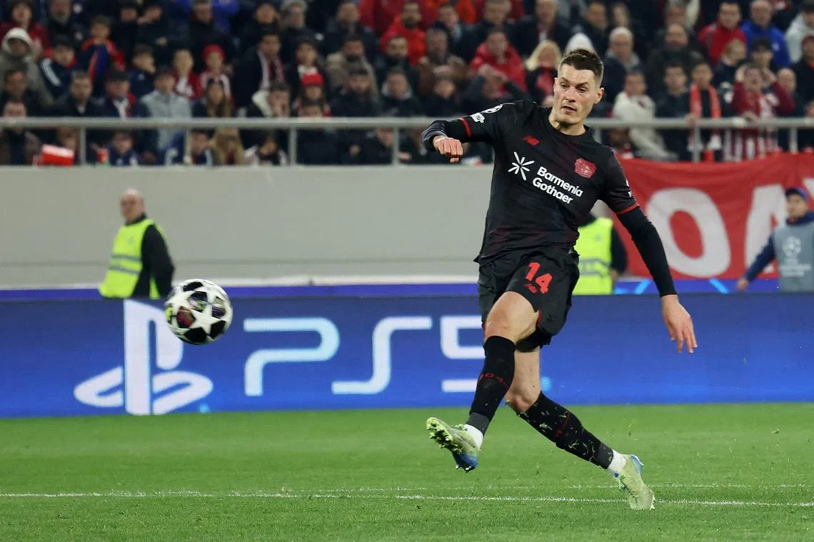Schick quickfire double earns Leverkusen 2-0 win at Olympiacos | The  Straits Times