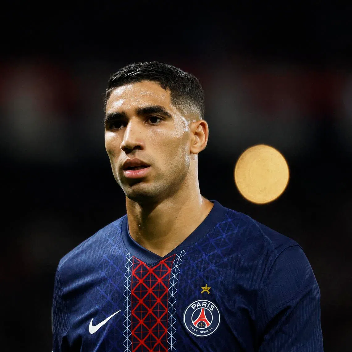 Soccer Football - UEFA Champions League - Paris St Germain v Atalanta - Parc des Princes, Paris, France - September 17, 2025 Paris St Germain's Achraf Hakimi REUTERS/Stephanie Lecocq/File Photo