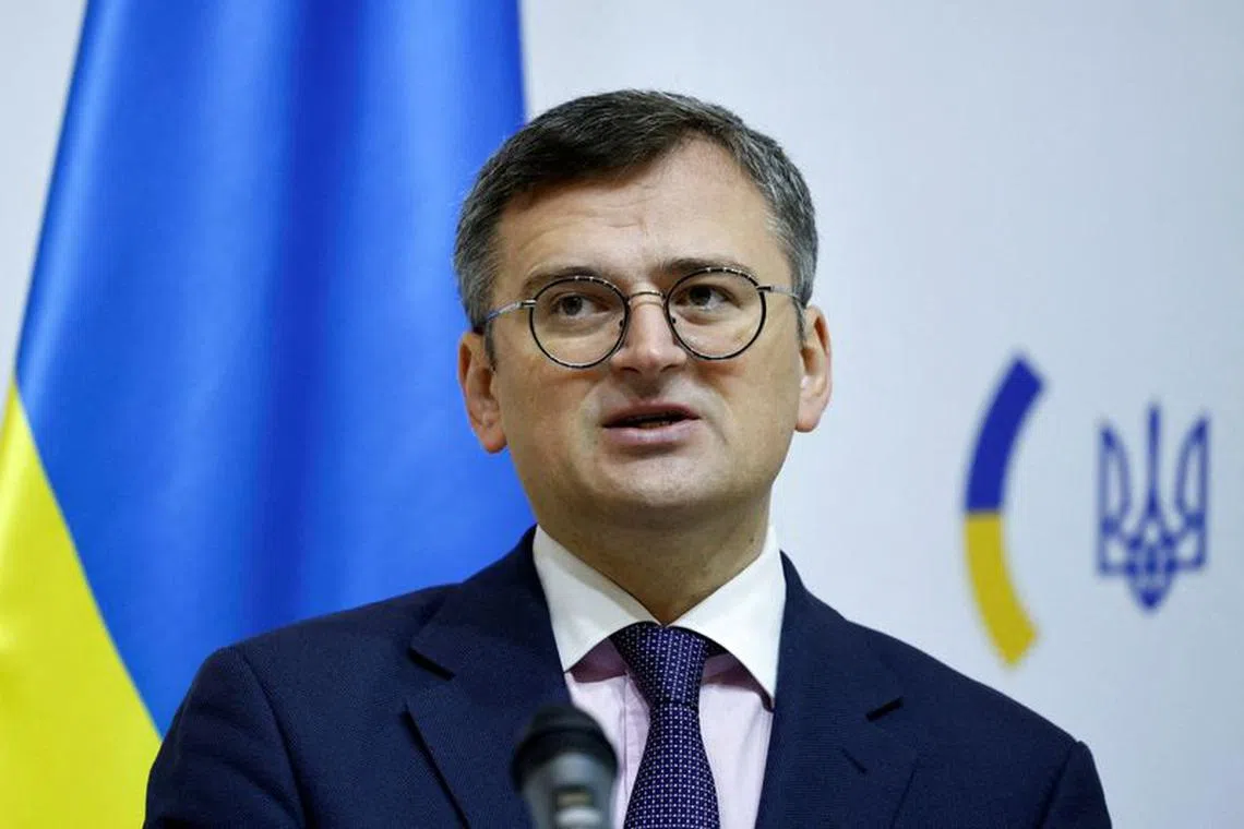 FILE PHOTO: Ukrainian Foreign Minister Dmytro Kuleba attends a news conference in Kyiv, amid Russia's attack on Ukraine, October 16, 2023.  REUTERS/Thomas Peter/Pool/File Photo