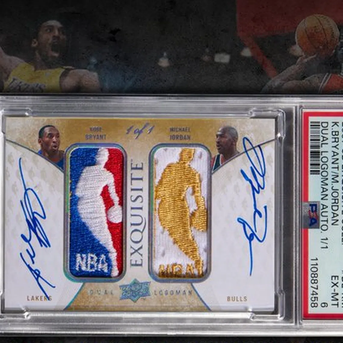 This card is known as the 2007-08 Upper Deck Exquisite Collection Dual Logoman Autographs Jordan & Bryant card. 