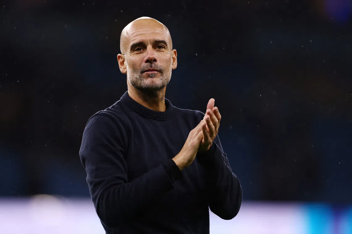 Soccer Football - Premier League - Manchester City v Sunderland - Etihad Stadium, Manchester, Britain - December 6, 2025 Manchester City manager Pep Guardiola applauds fans after the match Action Images via Reuters/Lee Smith