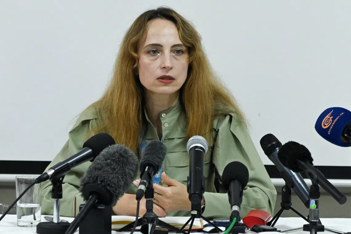 UN Special Rapporteur on human rights Alena Douhan speaks during a press conference in Havana, Cuba, November 21, 2025. REUTERS/Norlys Perez