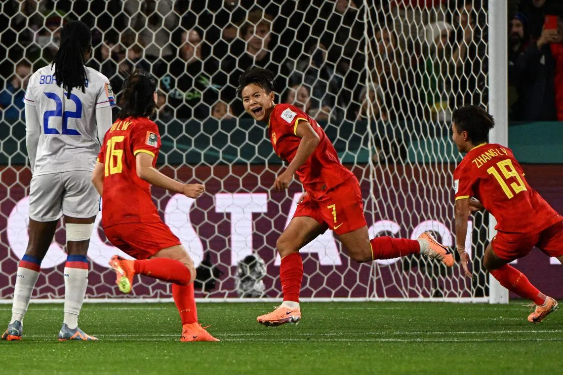 China forward Wang Shuang celebrates after scoring in the 1-0 Women's World Cup win over Haiti.