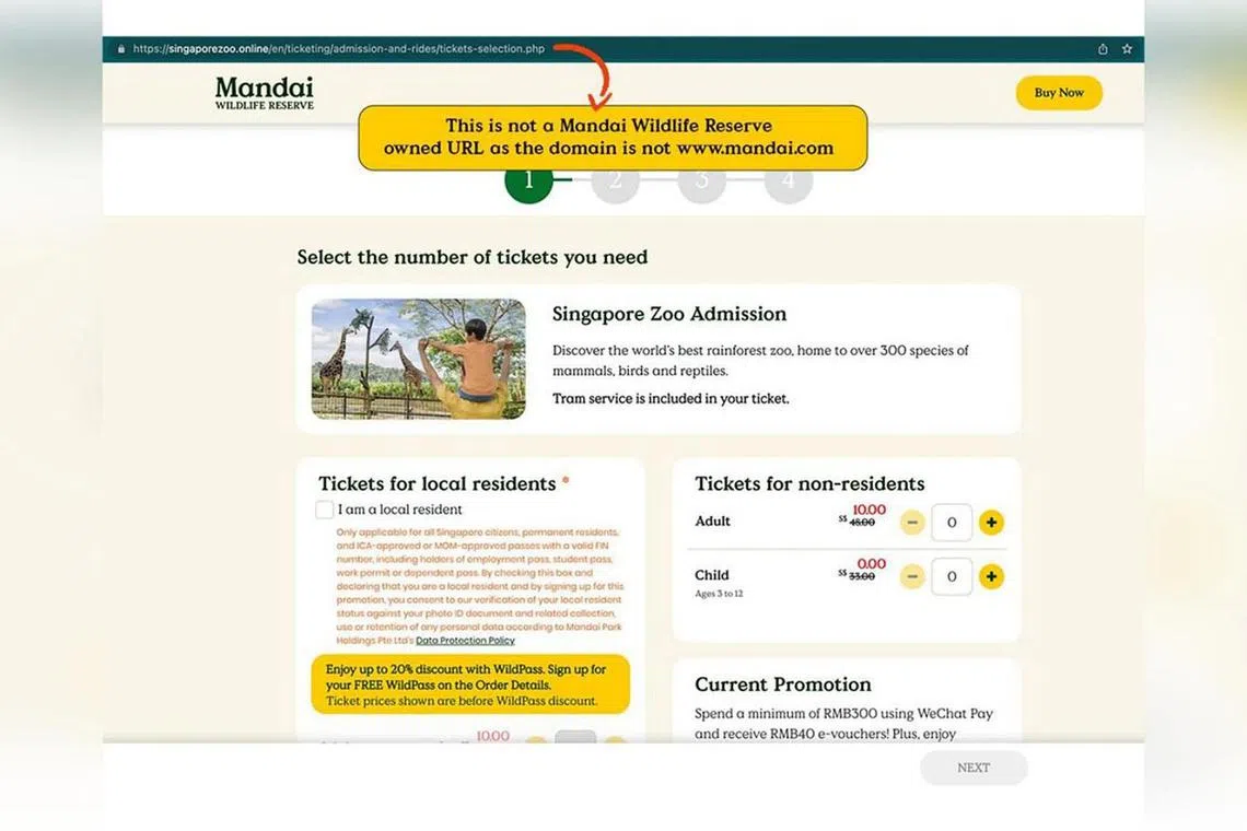 Mandai Wildlife Reserve reported the fraudulent site to the authorities, and warned members of the public not to fall for the scam.