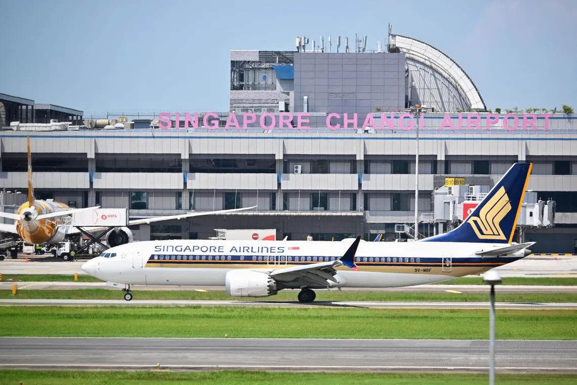 Generic photo of a Singapore Airlines, Scoot planes at Changi Airport on July 3, 2025. Can be used for SIA, airline, flight, aviation, logistic stories.
